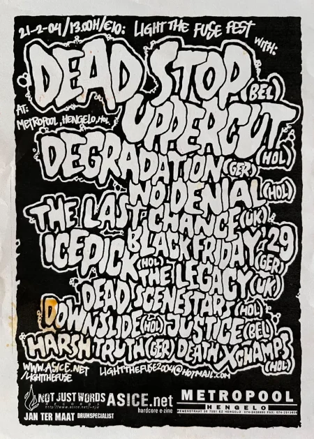 Concert flyer for Light The Fuse 2004 at Metropool in Hengelo on 21 April 2004
