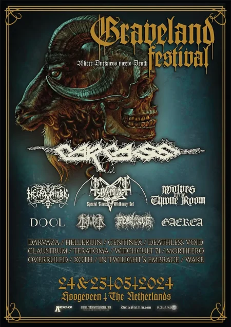 Concert poster for Graveland Festival 2024 in Hoogeveen on 24 and 25 May 2024