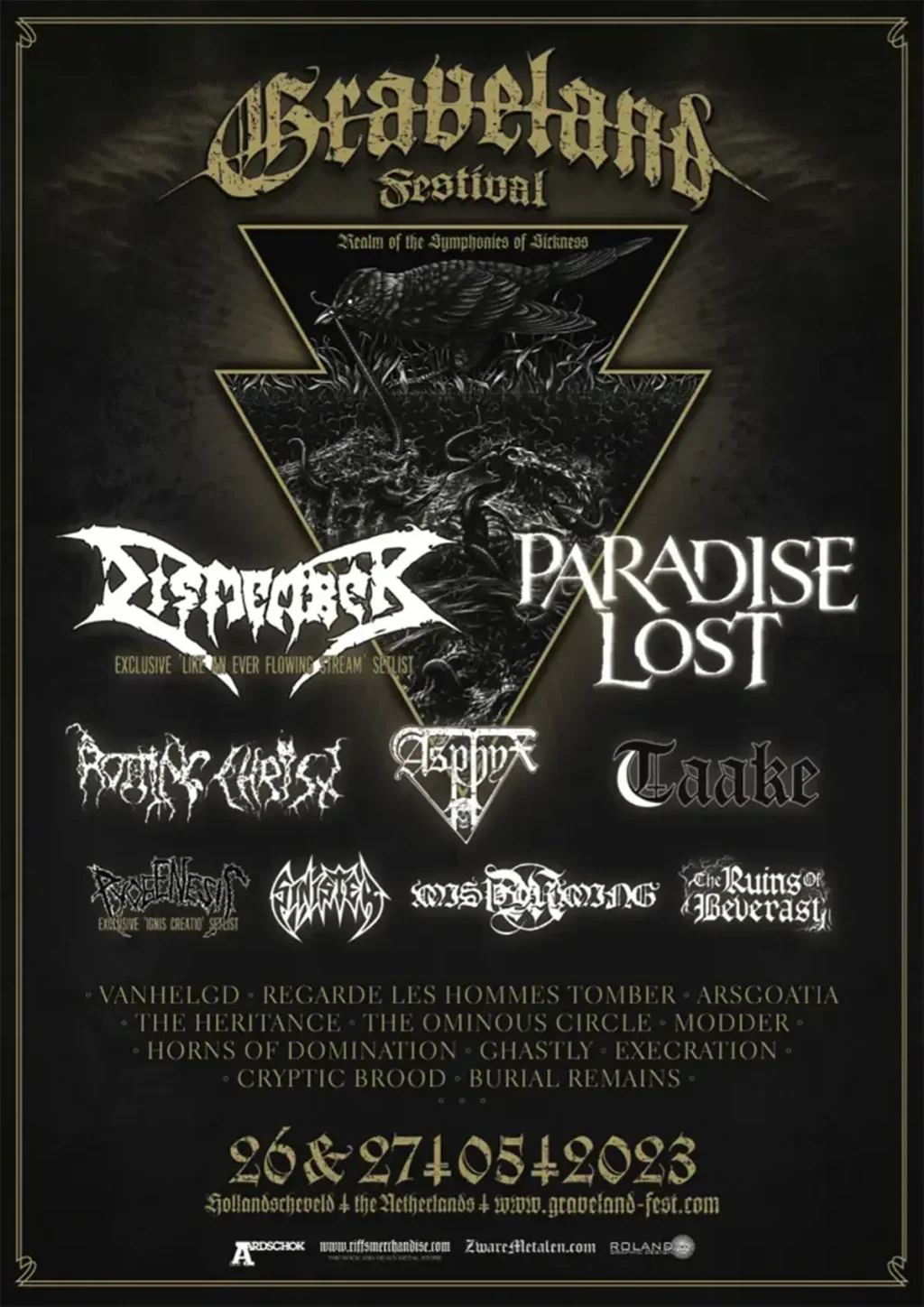 Festival poster for Graveland 2023 in Hoogeveen on 26 and 27 May 2023